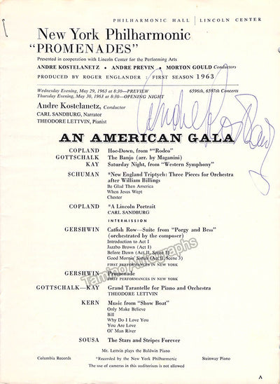 Kostelanetz, Andre - Signed Program Page New York 1963