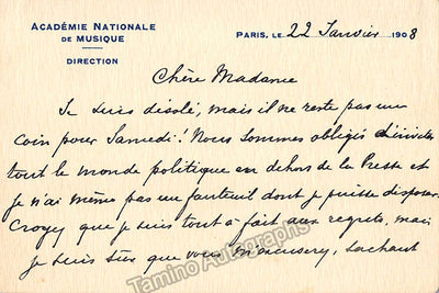 Messager, Andre - Autograph Note Signed 1908