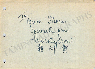 Wong, Anna May - Signed Album Page