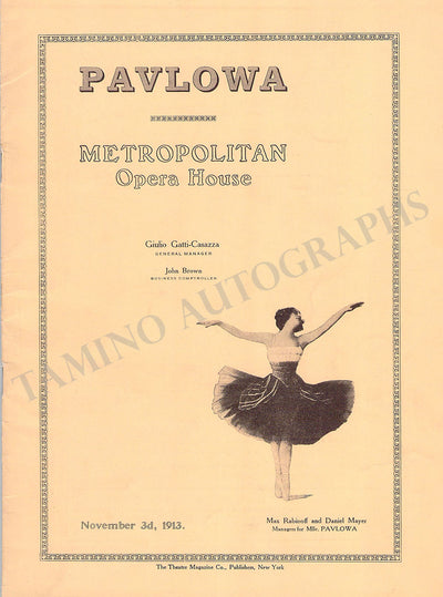 Pavlova, Anna - Performance Program Met Opera 1913