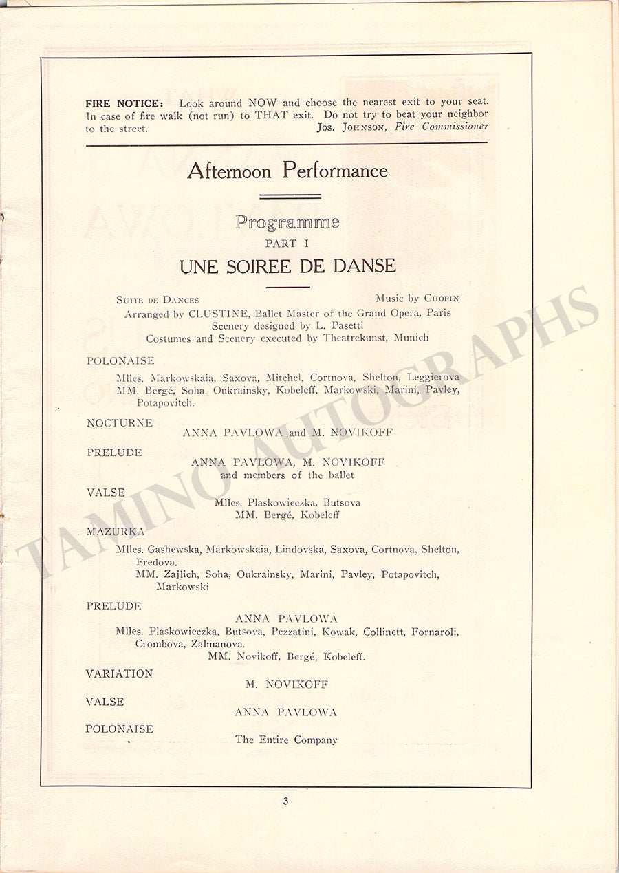 Sample Program For Opera Performance Anna Pavlova Performance Program Met Opera 1913