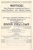 Pavlova, Anna - Performance Program Louiseville 1914