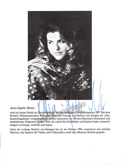 Signed program page biography