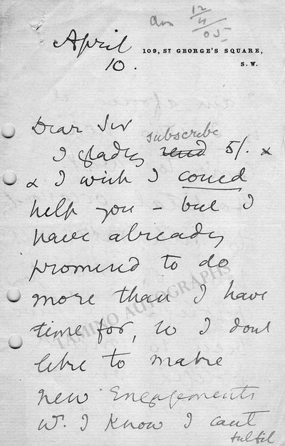 Tackeray Ritchie, Ann - Autograph Letter Signed