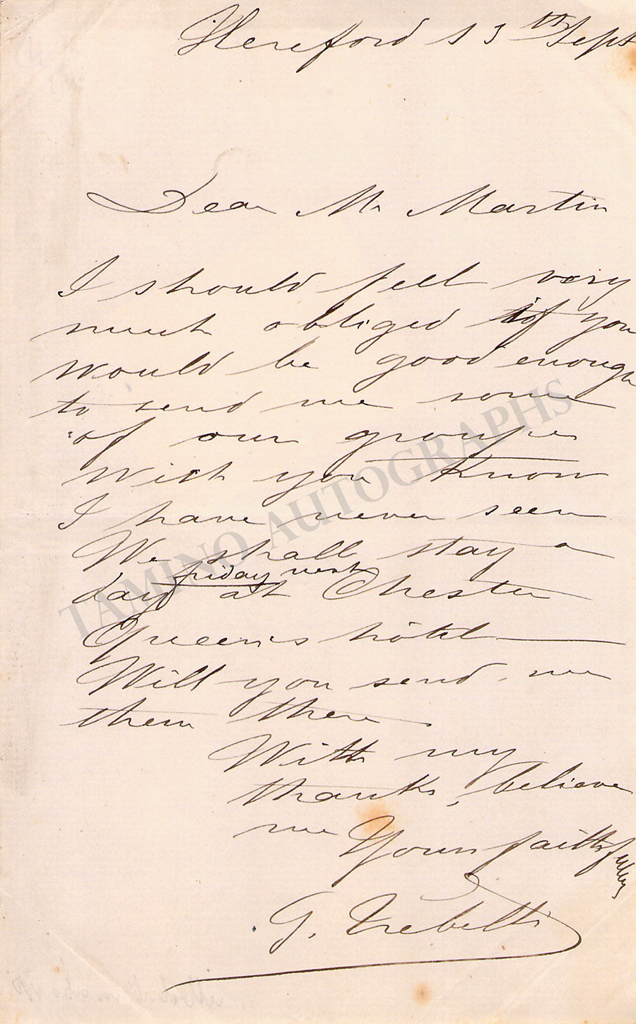 Trebelli, Antoniette - Autograph Note Signed