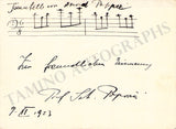 Popovici, Anton - Autograph Music Quote Signed 1923