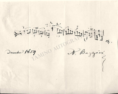 Bazzini, Antonio - Autograph Music Quote Signed 1859