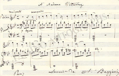 Bazzini, Antonio - Autograph Music Quote Signed