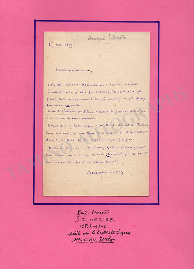 Silvestre, Armand - Autograph Letter Signed 1897