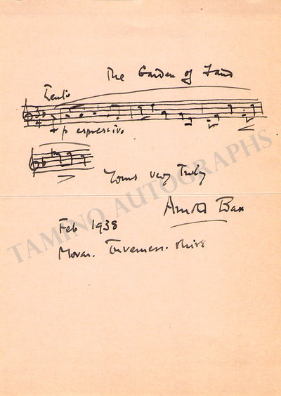 Bax, Arnold - Autograph Music Quote Signed 1938