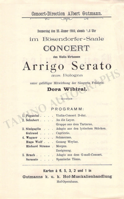 Serato, Arrigo - Concert Program Vienna 1900