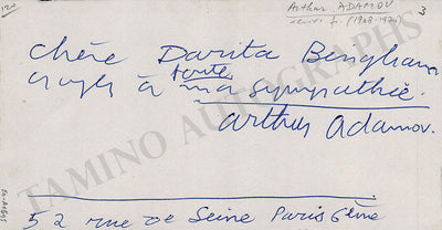 Adamov, Arthur - Signed Card