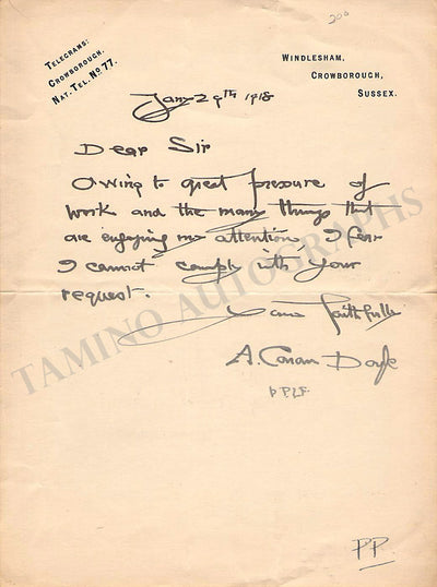 Doyle, Arthur Conan - Autograph Note Signed