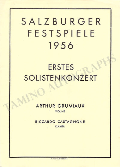 Grumiaux, Arthur - Set of 2 Unsigned Concert Programs Salzburg