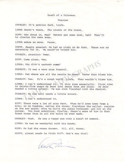 Miller, Arthur - Signed fragment Death of a Salesman