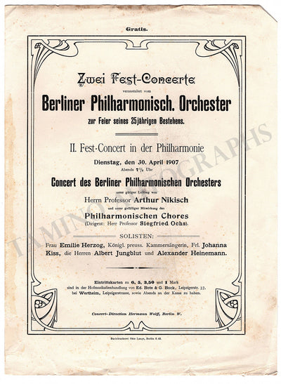 Nikisch, Arthur - Concert Program Berlin 1907
