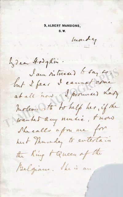 Sullivan, Arthur - Autograph Letter Signed
