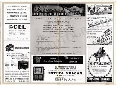 Rubinstein, Artur - Concert Program Buenos Aires 1940
