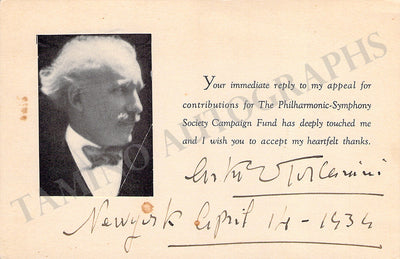 Toscanini, Arturo - Signed Card 1934