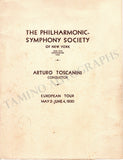 Toscanini, Arturo - NY Philharmonic European Tour 1930 Program