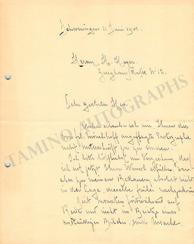 Van Leeuwen, Ary - Autograph Letter Signed 1901