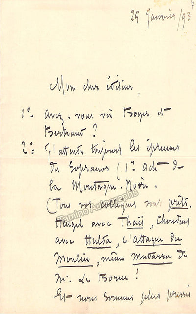 Holmes, Augusta - Autograph Letter Signed 1893