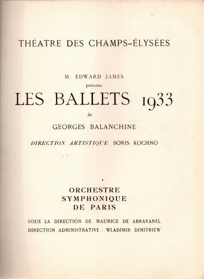 Balachine, Georges - Vintage Program Les Ballets Paris 1933