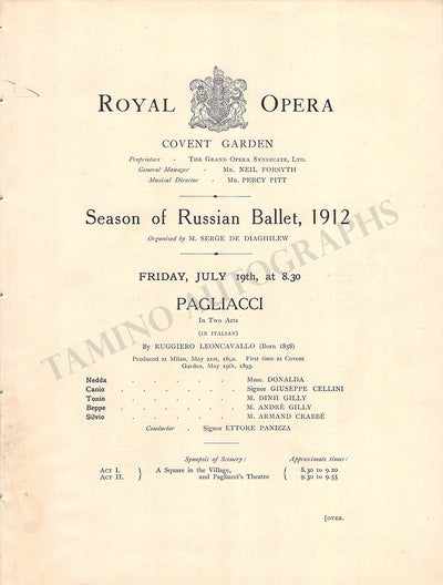 Nijinsky, Vaslav - Performance Program London 1912