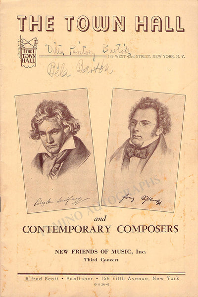 Bartok, Bela & Ditta - Double Signed Program 1940