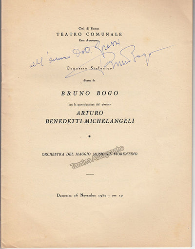 Bogo, Bruno - Signed Program Florence 1950