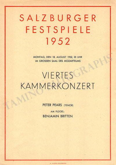 Britten, Benjamin - Pears, Peter - Concert Program Salzburg 1952