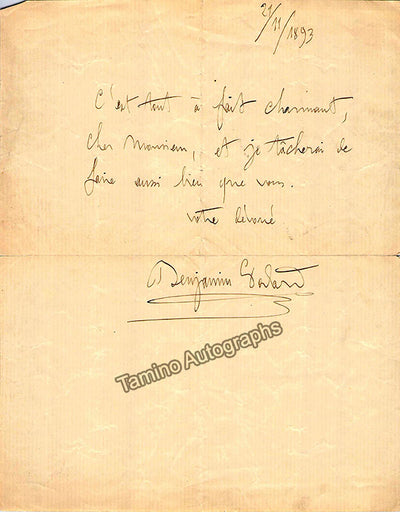 Godard, Benjamin - Autograph Note Signed 1893