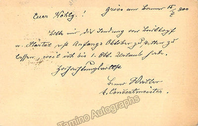 Walter, Benno - Autograph Note Signed 1900