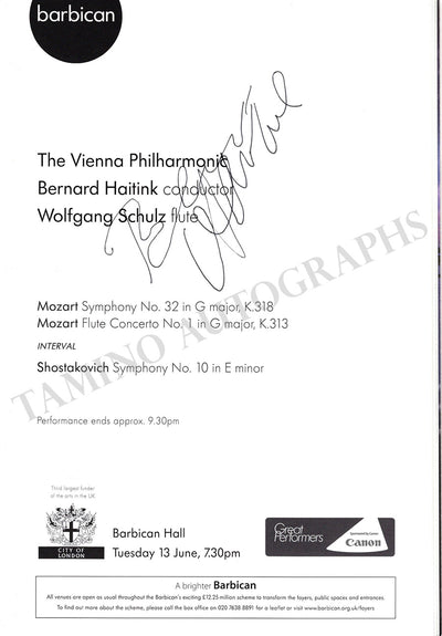 Haitink, Bernard - Signed Program London 2006