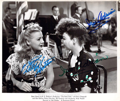 Hutton, Betty - Adrian, Iris - Signed Photograph in "The Stork Club"
