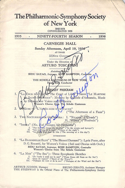 Sayao, Bidu - Bampton, Rose - Signed Program New York 1936