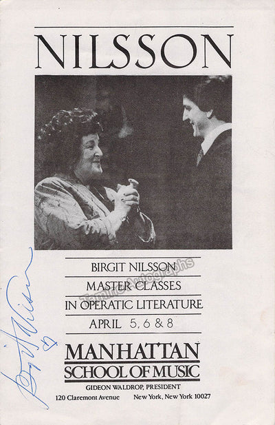 Nilsson, Birgit - Signed Masterclass Program Manhattan 1987