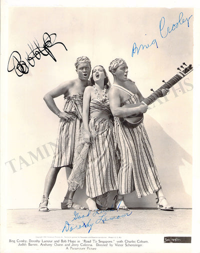 Hope, Bob - Crosby, Bing - Lamour, Dorothy - Signed Photo "Road to Singapore"