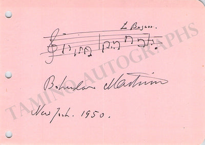 Martinu, Bohuslav - Autograph Music Quote Signed 1950