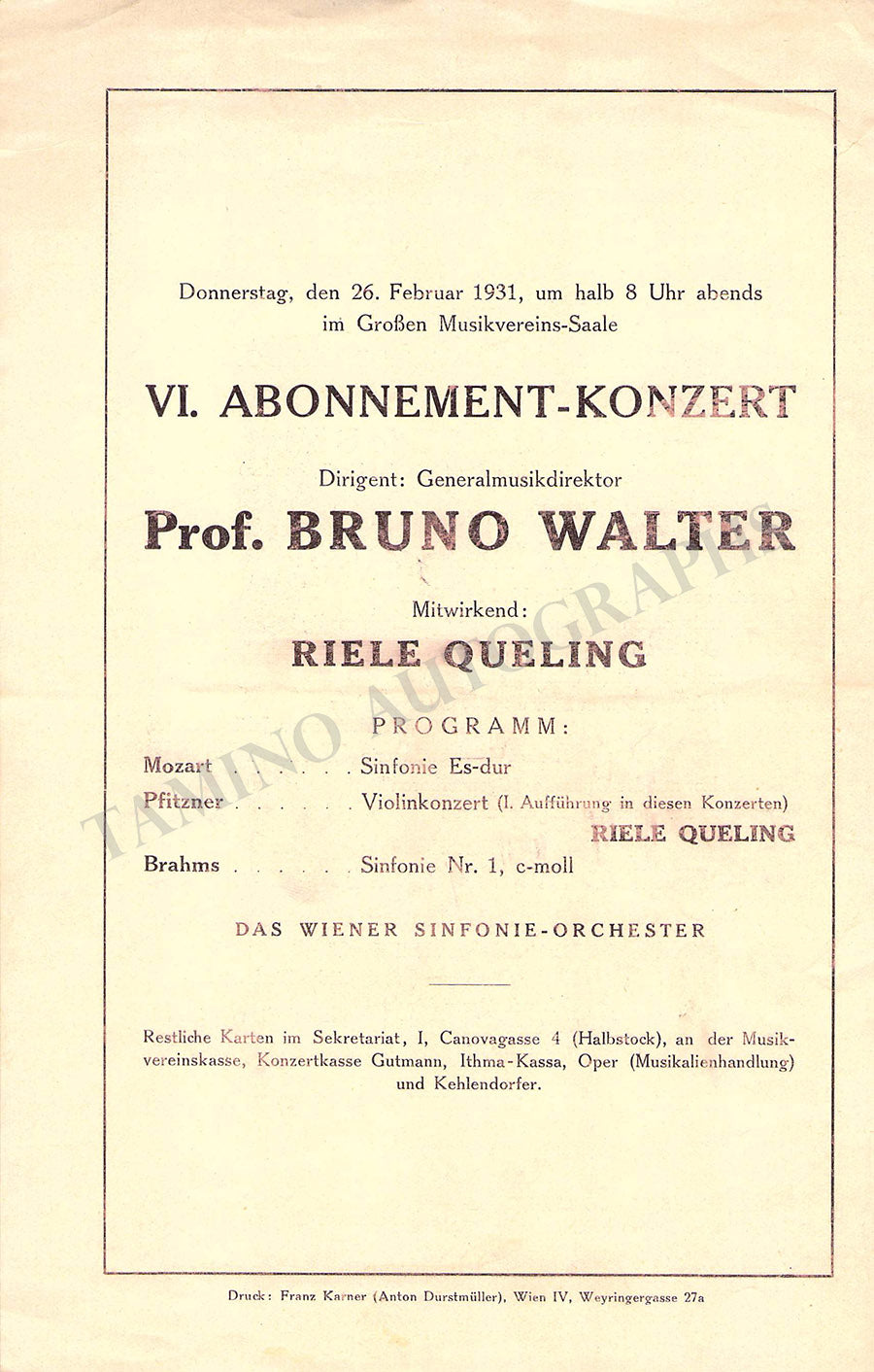 Bruno Walter Lot of 25 Concert Programs 1931-1956 – Tamino