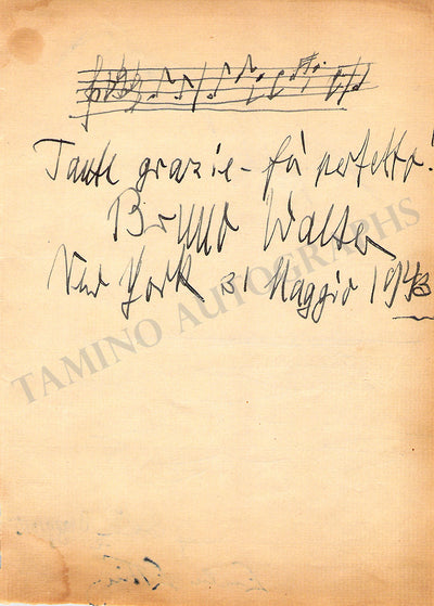 Walter, Bruno - Autograph Music Quote Signed