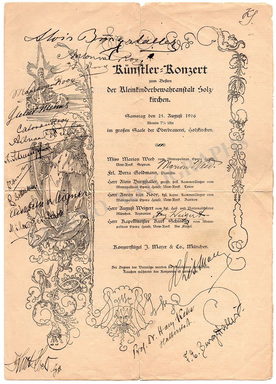 1906 Concert Program with Signatures of 17 Leading Opera Singers