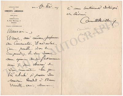 Chevillard, Camille - Autograph Letter Signed 1921