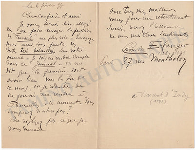 Erlanger, Camille - Autograph Letter Signed 1897