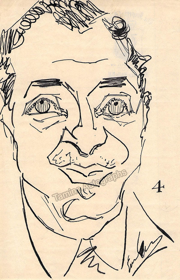 Caruso, Enrico - Signed Caricature of his Vocal Coach and Accompanist Salvatore Fucito