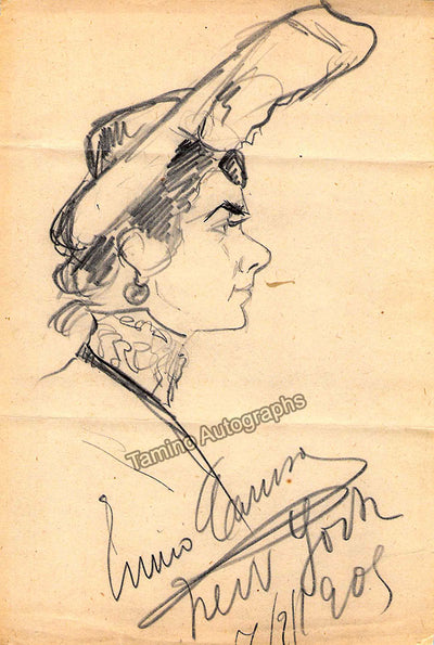 Caruso, Enrico - Original Signed Caricature of an unidentified person 1909