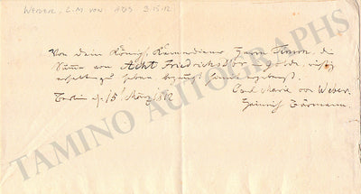 Weber, Carl Maria von - Signed Document 1812