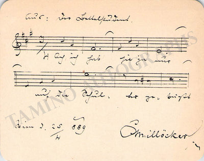 Millocker, Carl - Autograph Music Quote Signed 1889