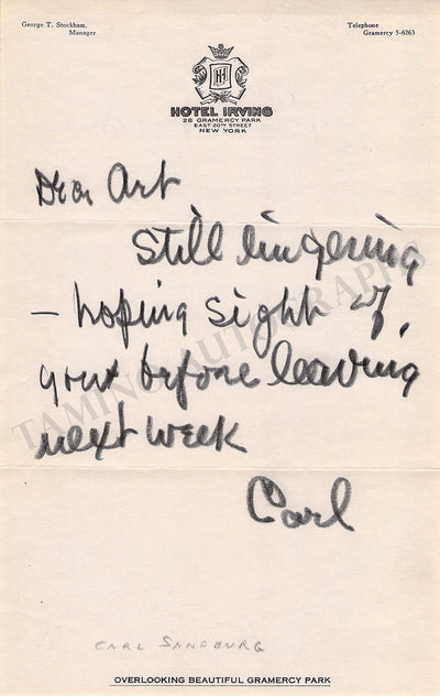 Sandburg, Carl - Autograph Note Signed