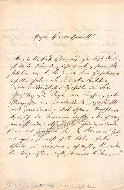 Stor, Carl - Autograph Letter Signed 1876
